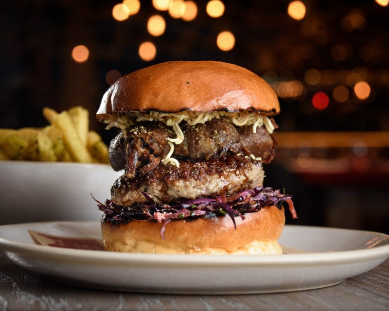 Duck and waffle burger photography - rebekah sarah food photography